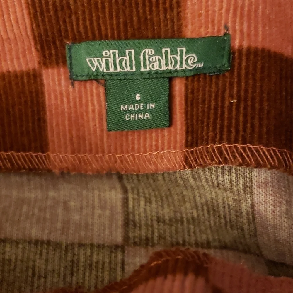 Wild Fable Purple Checked Corduroy Belted Skirt Size 6